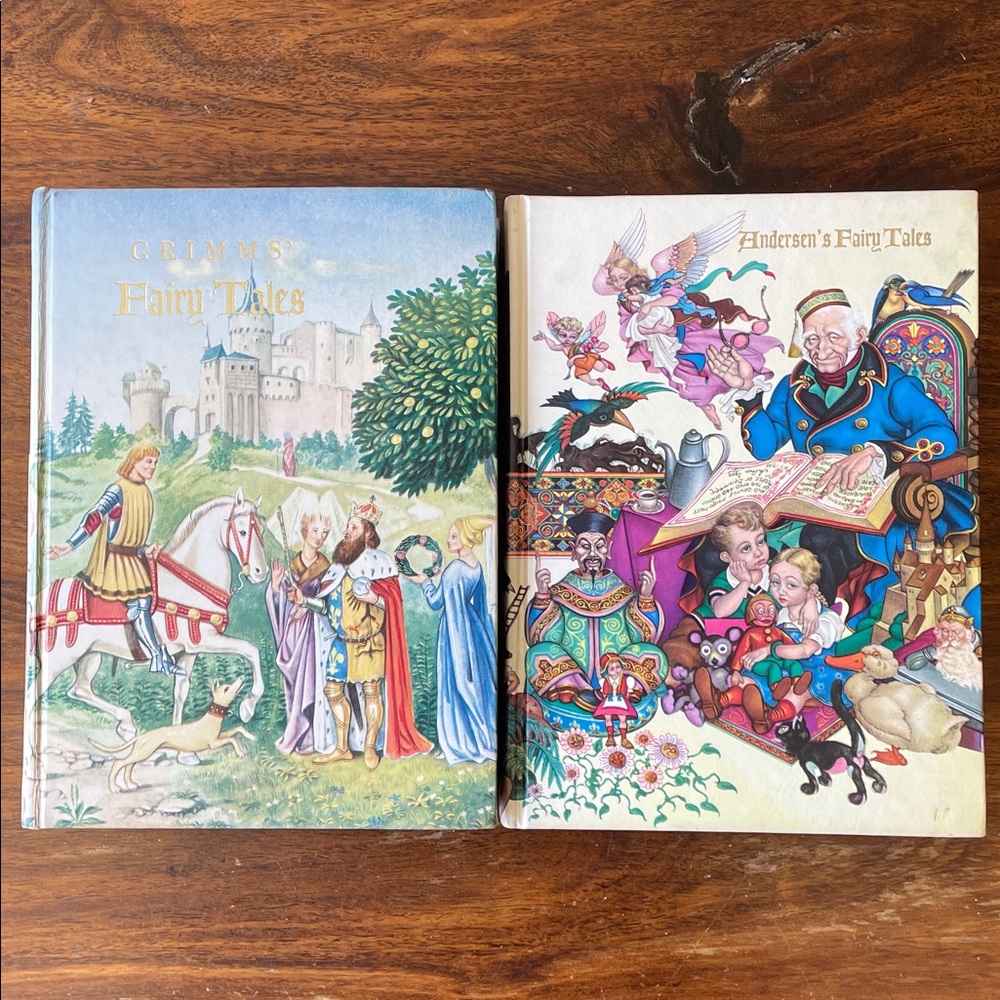 2 Vintage Fairy Tales Books Grimms + Andersen from Illustrated Junior Library